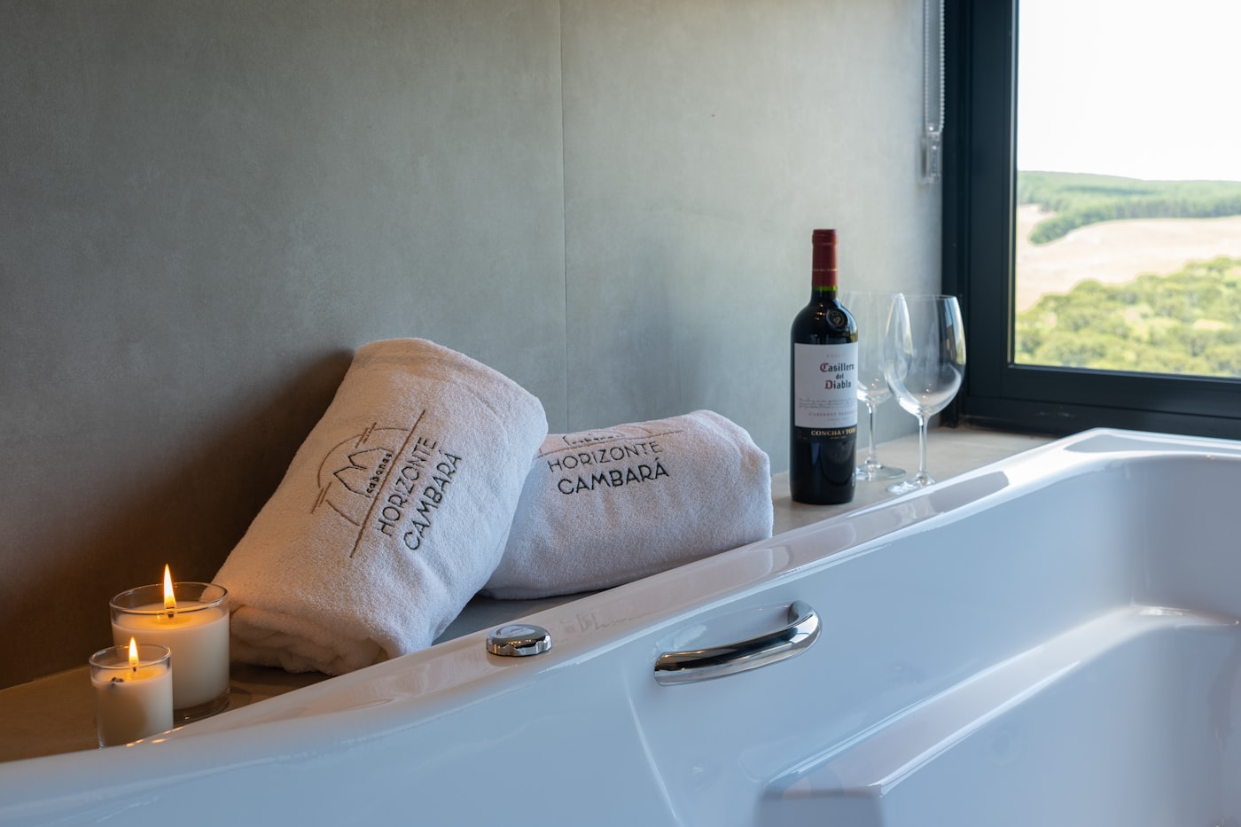 Amenities laid out for a guest room